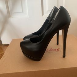 Black Leather Heel