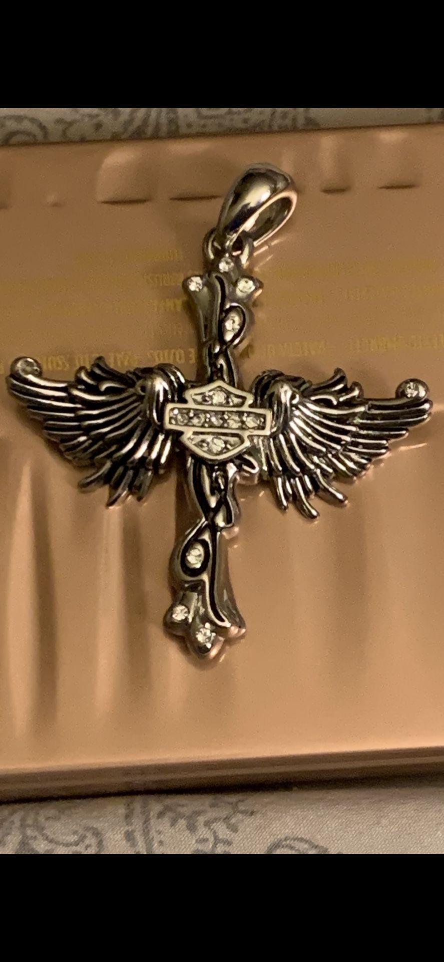 Harley Davidson, Stainless Pendant With Crystals