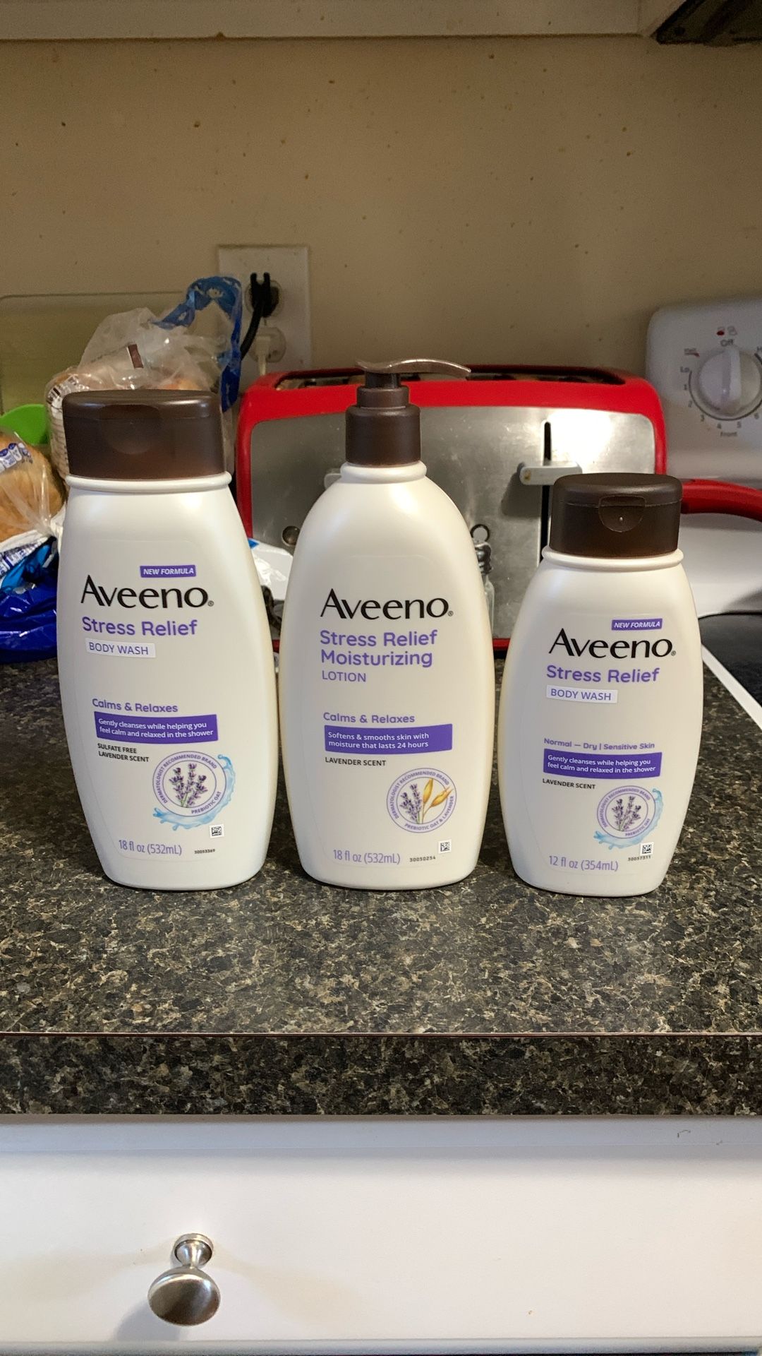 Aveeno “Stress Relief “ Lavender Bath + Body-3 Items!($27.21+ Value)