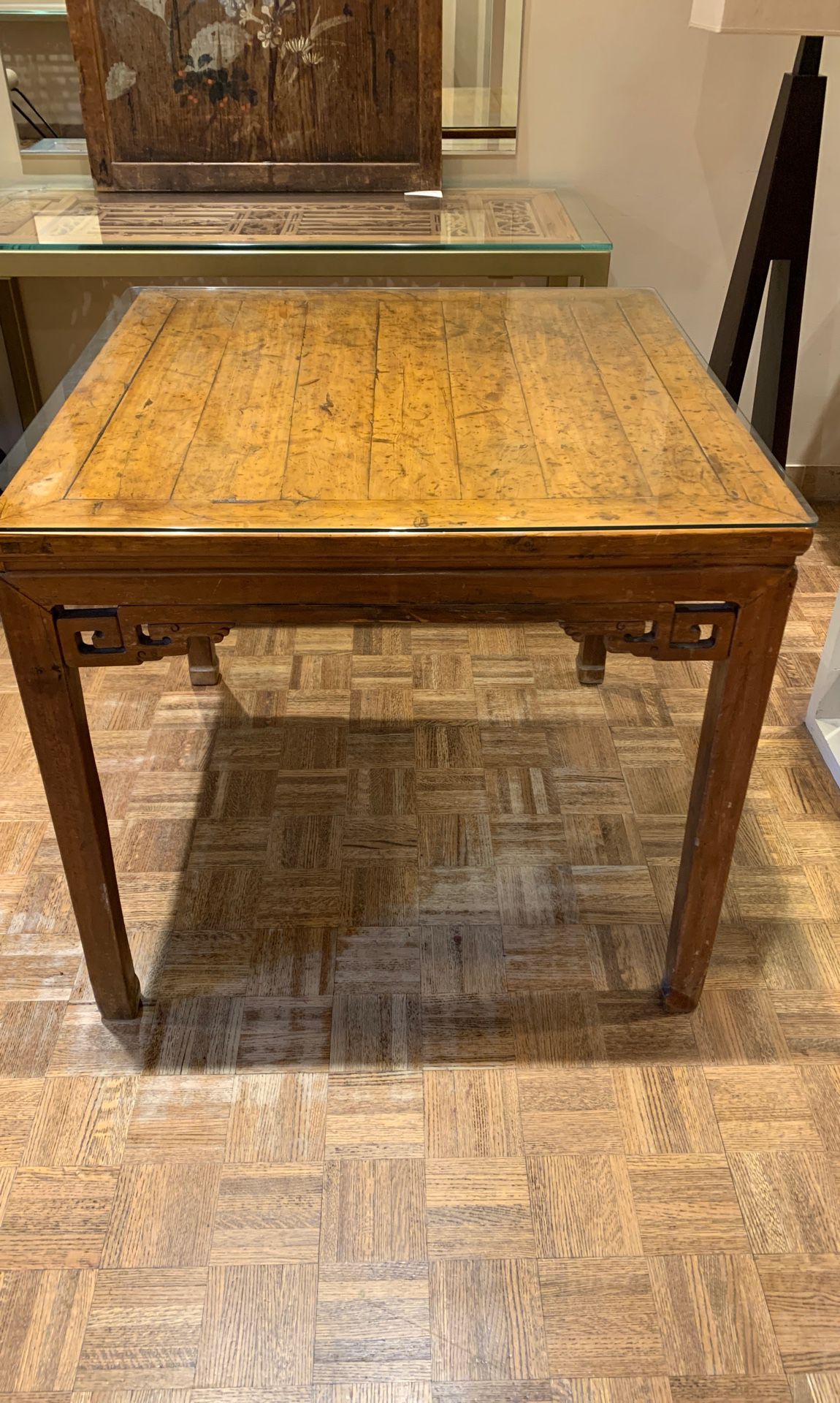 Large square antique table