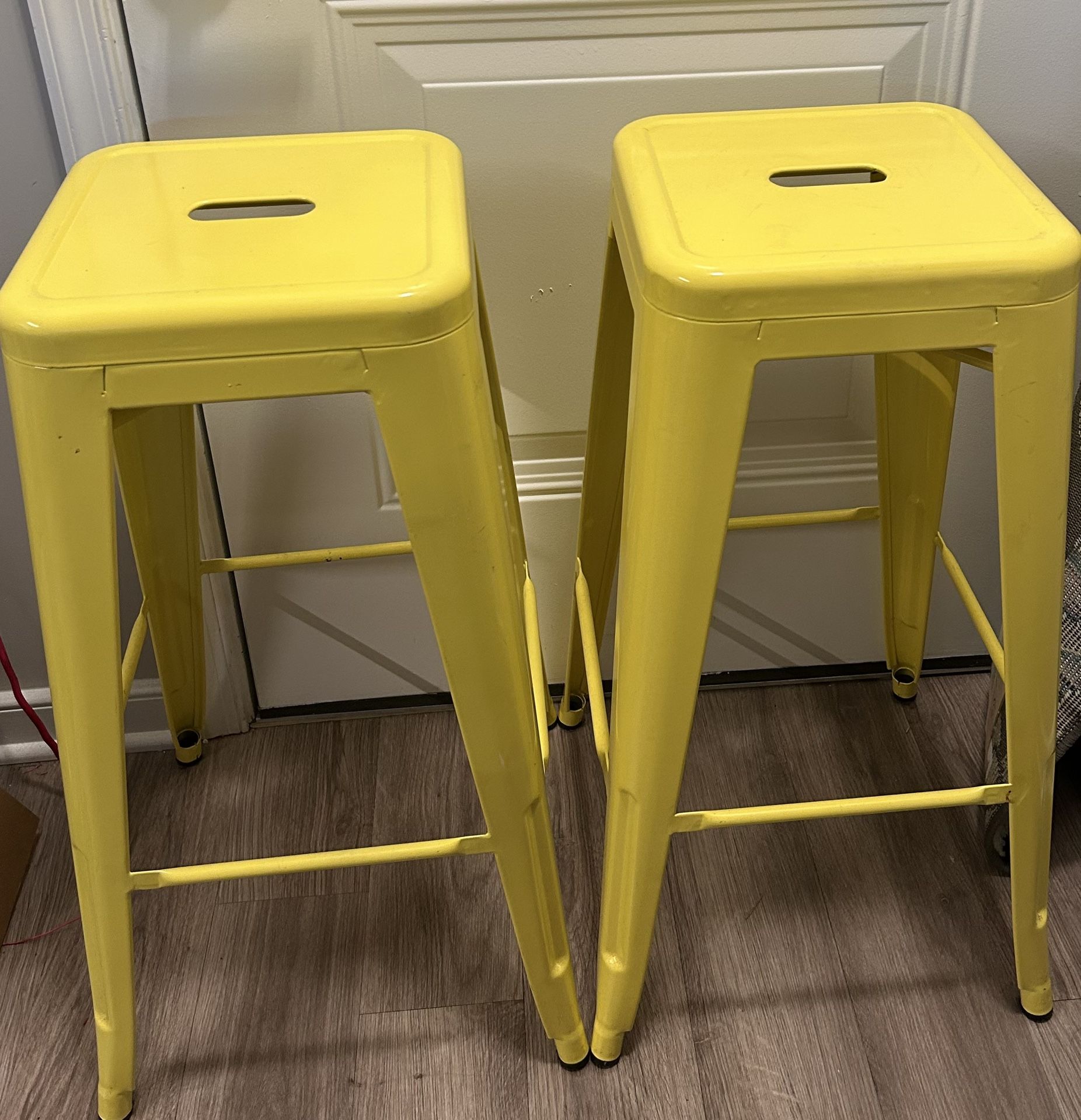Yellow Metal Bar Stools - Counter Height