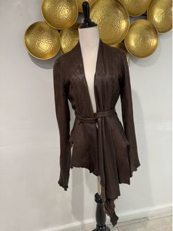 Brown leather jacket - Asymmetrical - runway - genuine leather