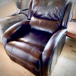 Brown Leather Recliner - Strong