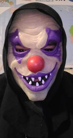 Halloween Black Hooded Evil Jester Mask