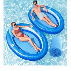Generic 2-Pack Pool Float Loungers w/ Pillows ( Brand New, Never Used ) For $55