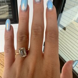 Size 4.5 Emerald Cut Moissanite Ring