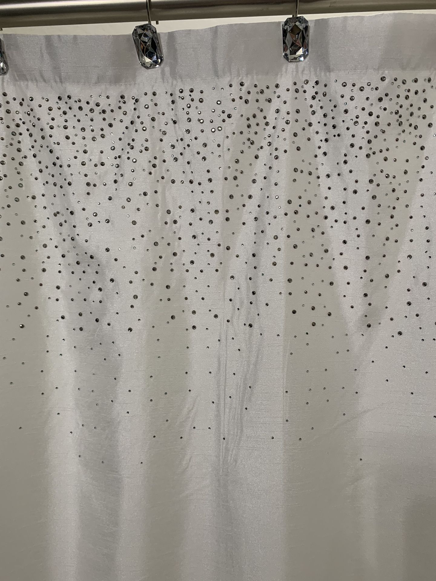White Shower Curtain With Bling