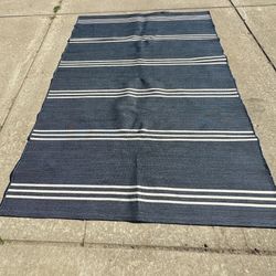 Blue Striped Outdoor Rug
