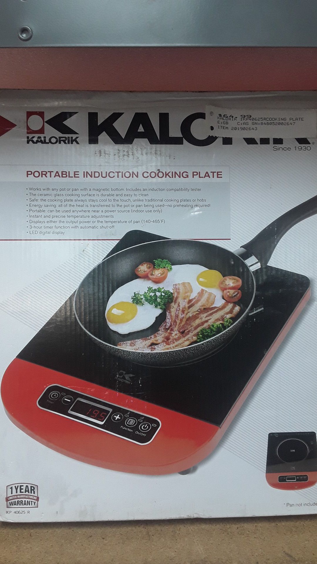 Kalorik Portable Induction Cooking Plate (Pan not included)