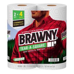 Brawny Tear-A-Square 2-Ply Paper Towels, 120 Sheets/Roll, 2 Roll Pk.$3.99