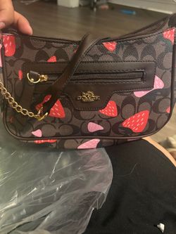 Coach Signature Strawberry Print Crossbody Bag