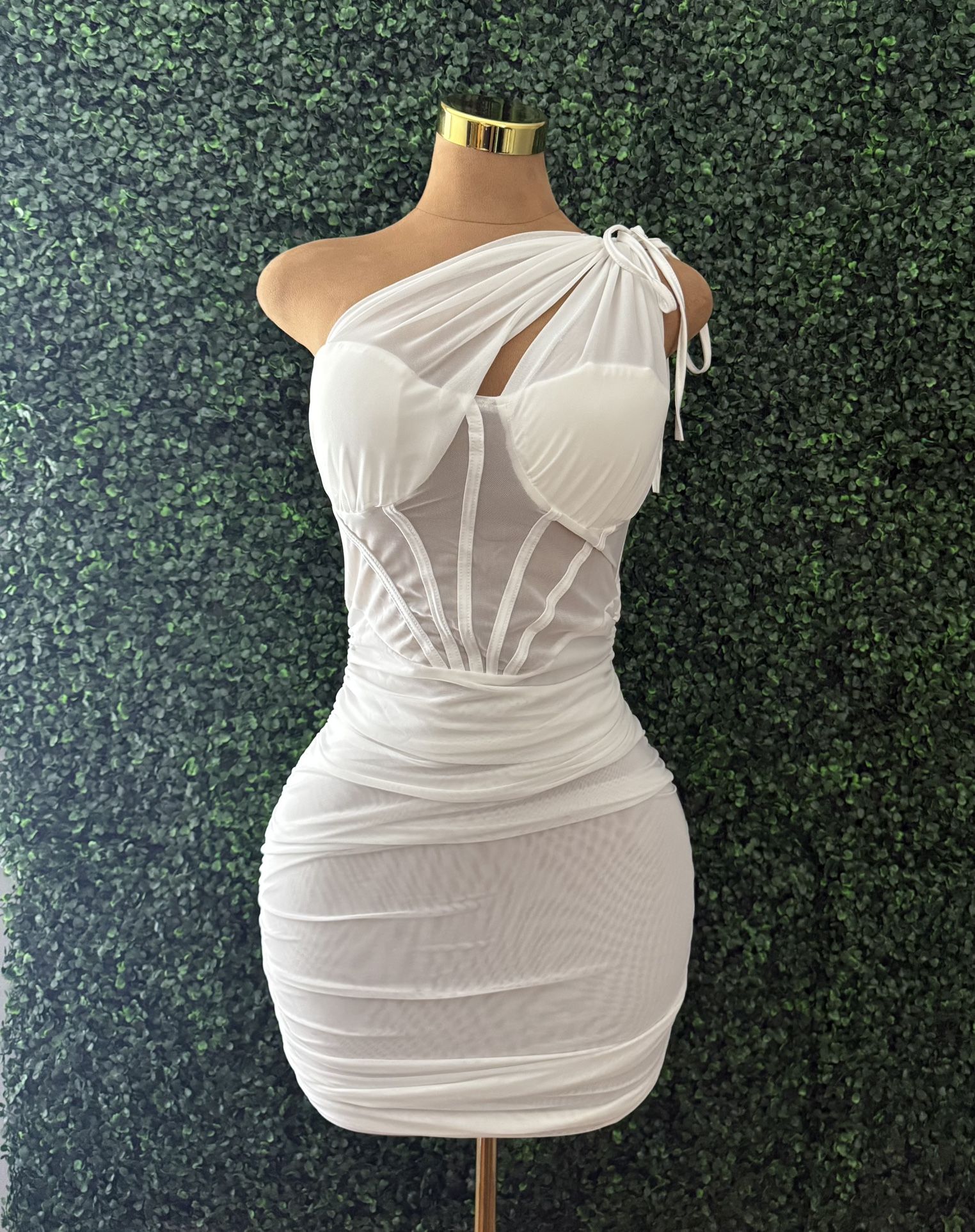 Elegant White One-Shoulder Dress