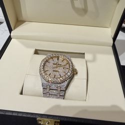 Iced Out AP Style Watch w/ Box Bust Down Diamond Luxury Watch 