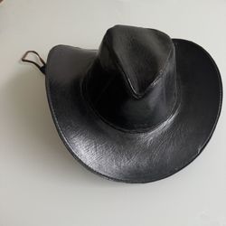 Synthetic Leather Black Cowboy Hat Western Wide Brim Cowgirl