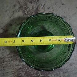 Vintage E.O. Brody Co. M6000 Emerald  Green glass pedestal compote 