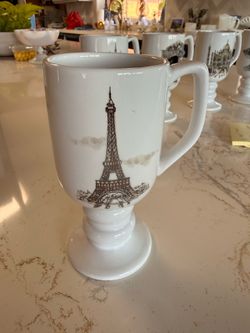 6 Vintage Footed Mugs