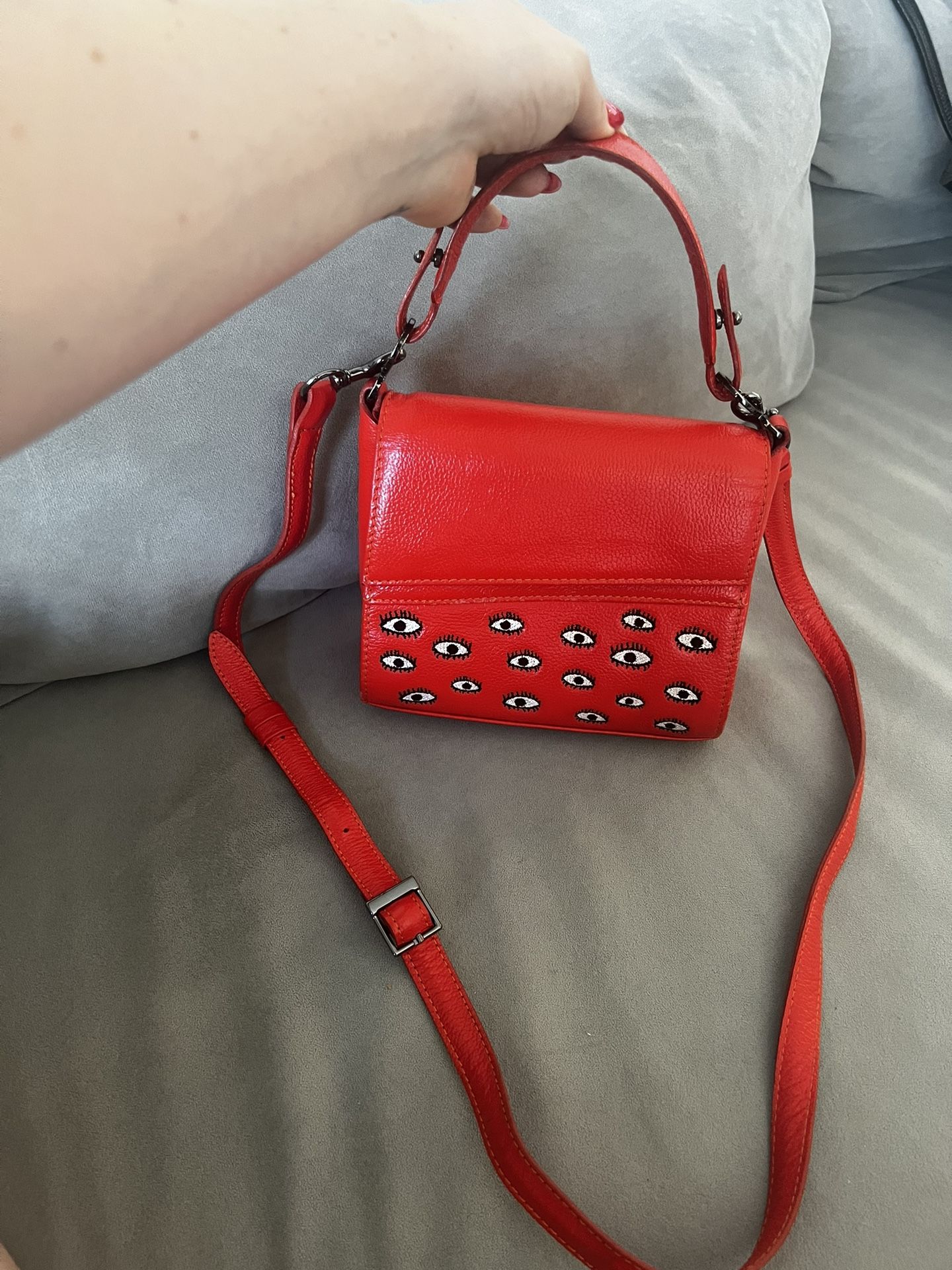 Min & Mon Leather Anastasio Micro Crossbody Bag Red