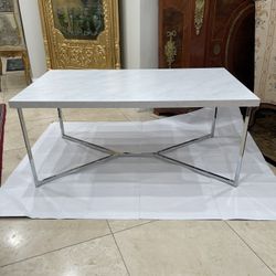 Beautiful Walker Edison Mid Century Modern Marble & Chrome Rectangle Coffee Table🌷