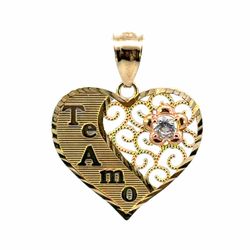 Woman’s Ladies 14k Yellow Gold 1” Inch Te Amo Heart Pendant for Necklace GP3133381
