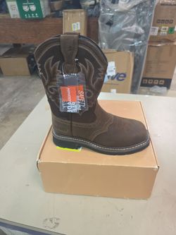 NINGO MEN'S STEEL TOE WESTERN WORK BOOTS- size 8