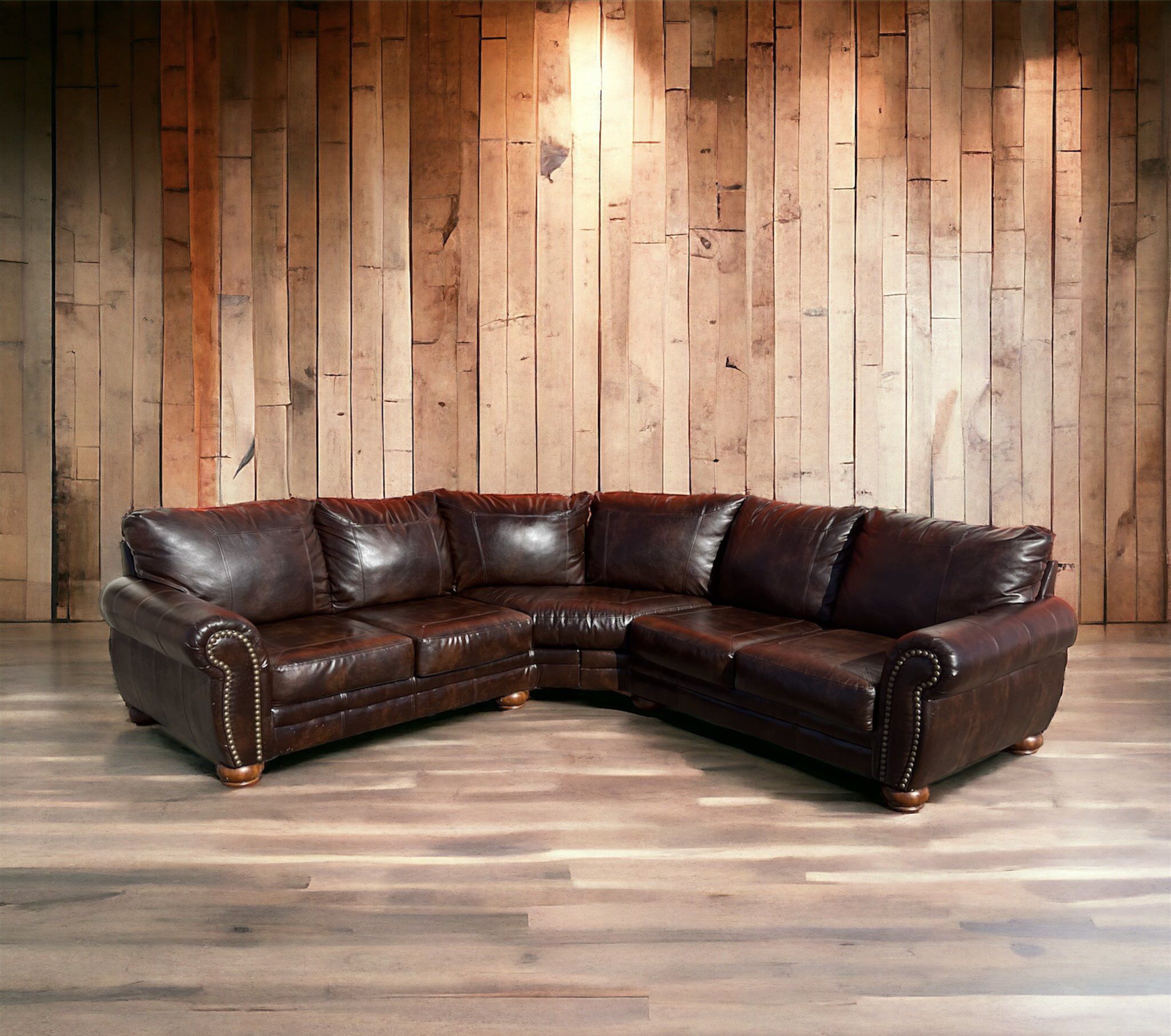 (FREE DELIVERY AVAILABLE) Brown DuraBlend Leather Sectional
