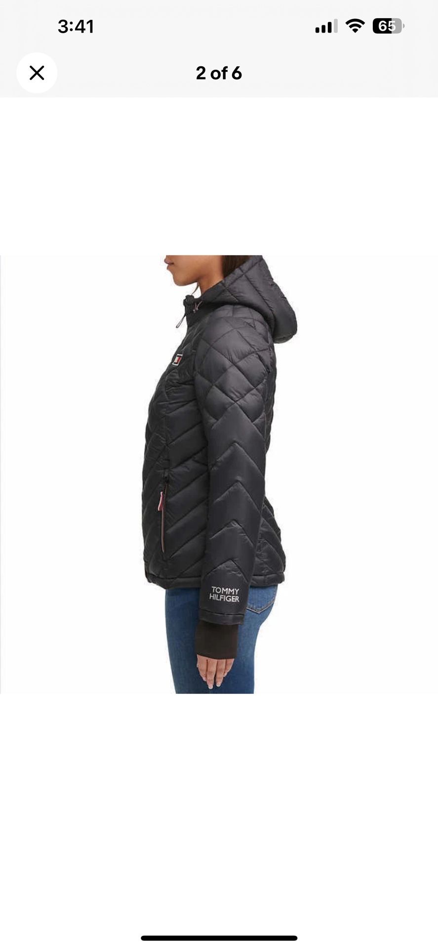 Tommy Hilfiger Puffer Women's Size Small Quilted Black Jacket Coat Thumbholes