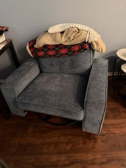 Like-New Blue Couch & Swivel Chair