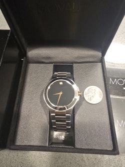 Movado Watch Black Dial Two Tone Round