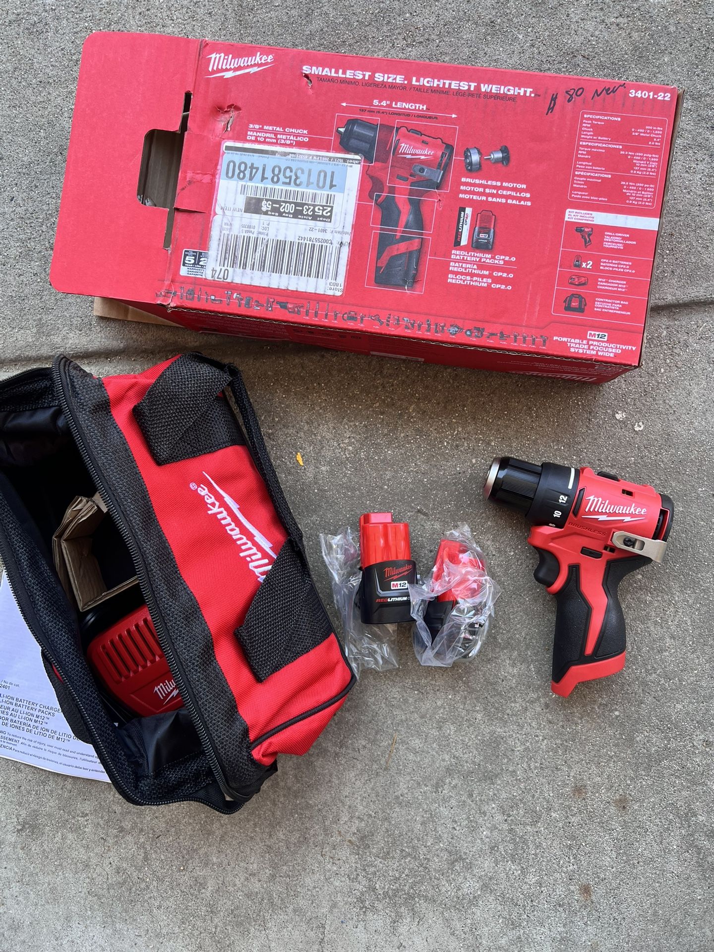 Milwaukee M12 Brushless 3/8 Drill Driver Kit