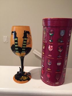 HALLOWEEN! Hand Painted Halloween Wine Glass - Lolita