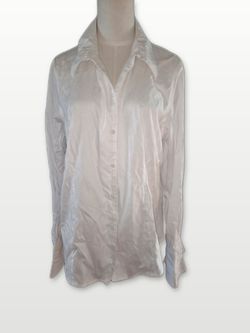Calvin Klein Women's White Non-Iron Button Up Shirt Size 16 Long Sleeve