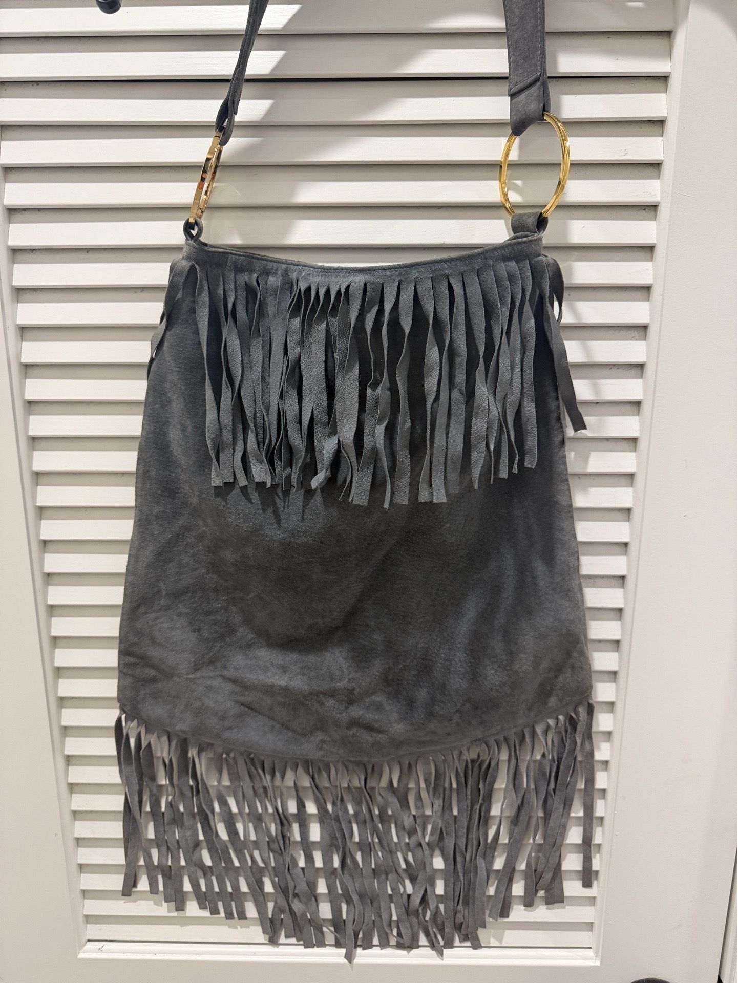 Suede hippie style blue purse