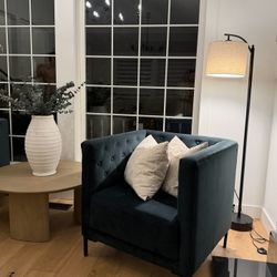 Two Dark Green Sofa Chairs 