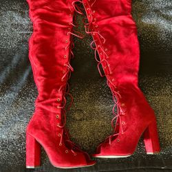 Red Suede Boss Walk Thigh High’s