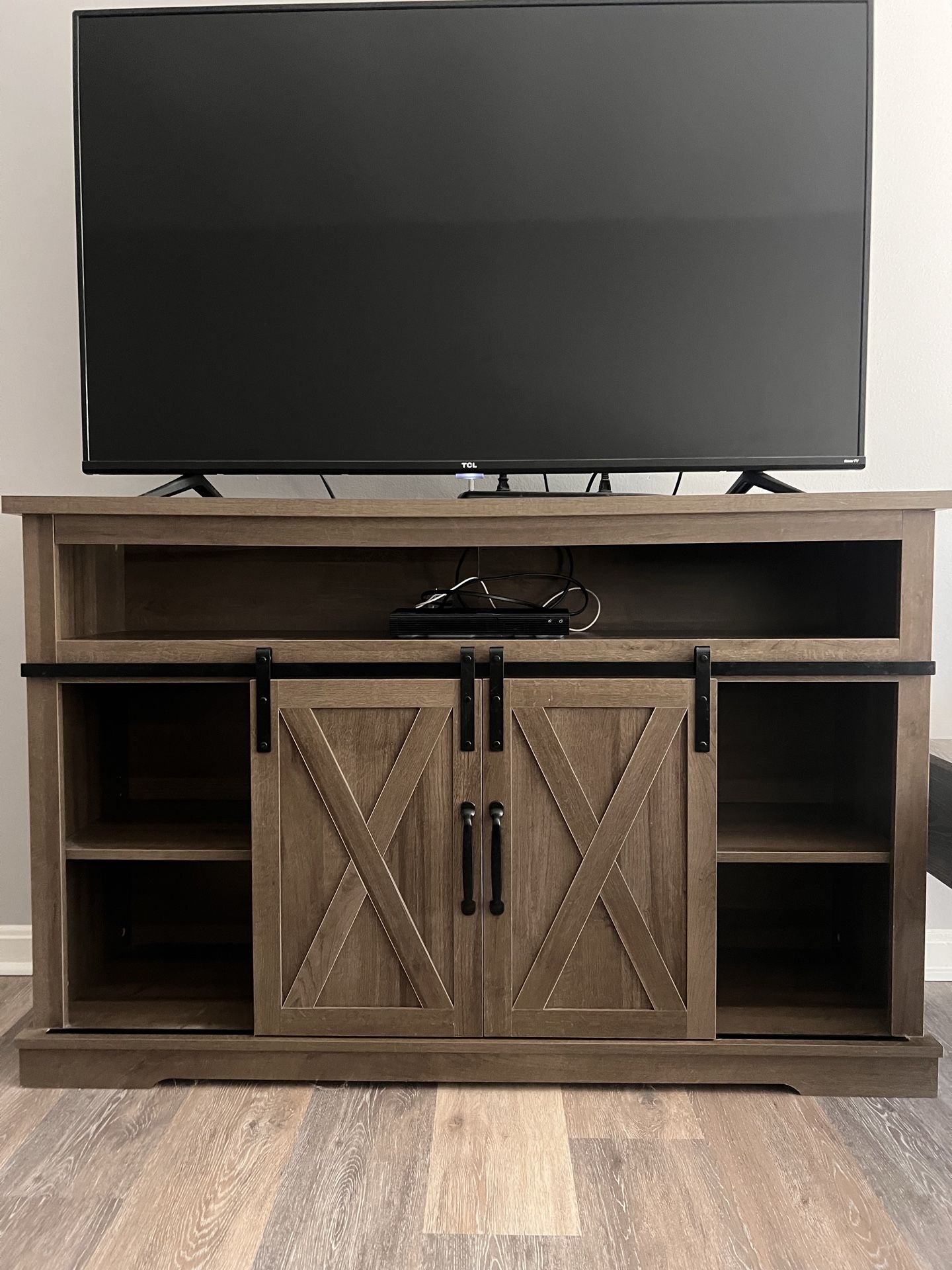 TV stand with 55” TCL Roku tv
