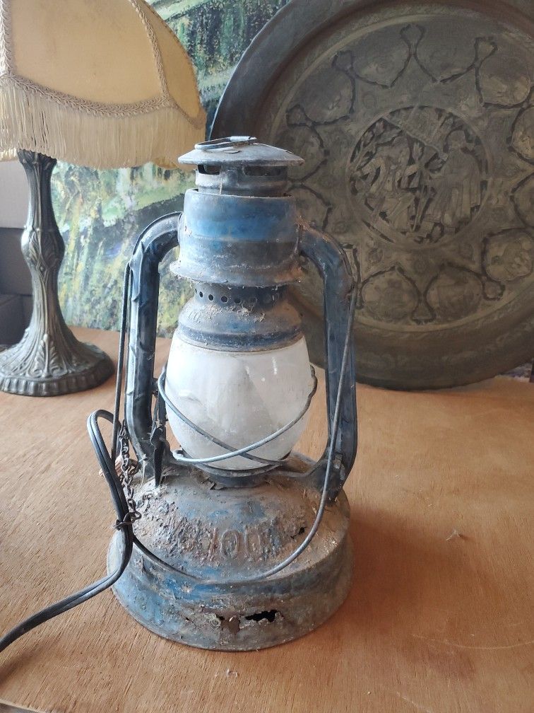 Old Rustic Lantern Converted For Electric Lignt Bulb