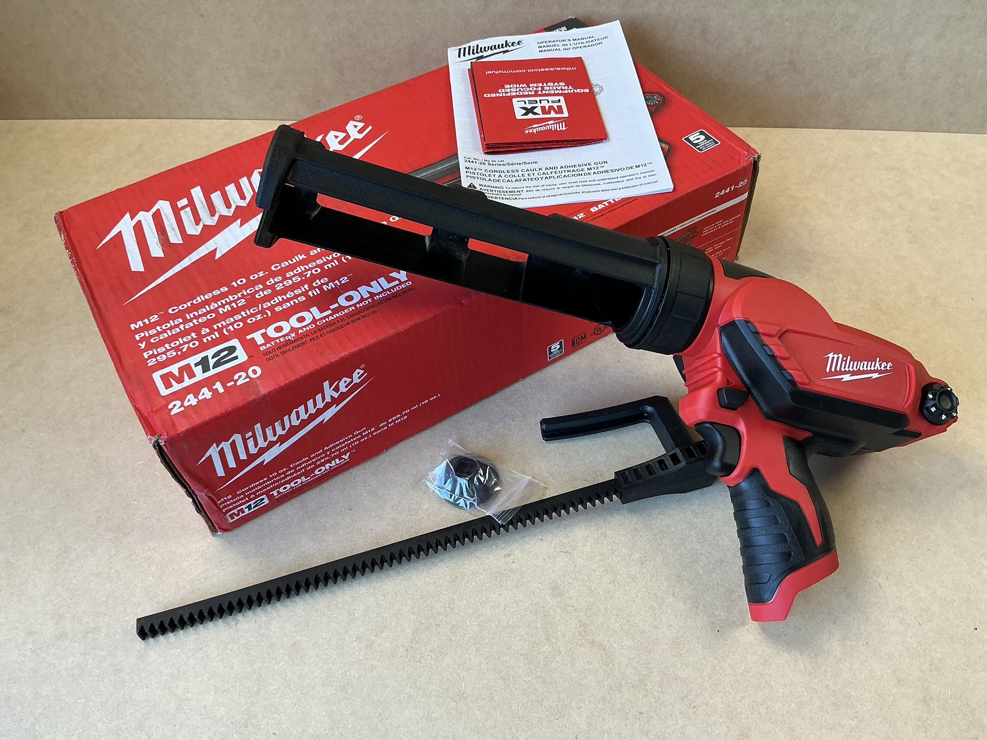 Milwaukee 2441-20 M12 12V Lithium-Ion Cordless 10 oz. Adhesive and Caulk Gun (Tool-Only)