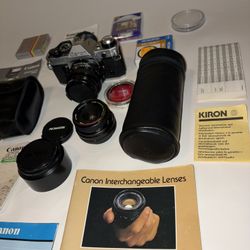 Canon AE-1 Program 35mm Film Camera – Complete Vintage Kit w/ 3 Lenses 