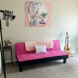 Hot Pink Black Acme Furniture Hamar Convertible Futon Sofa Couch Bed