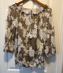 Brand New PerSeption Concept Floral Peasant Blouse Women’s size XL