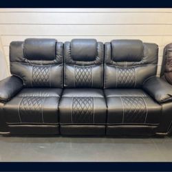 *Summer Closeout Sale*---Santiago Charming Black Leather Reclining Sofa/Chair Sets---Delivery And Easy Financing Available👌