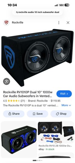 Rockville audio dual 10” subwoofers