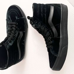 Dark Green Velvet Vans High-Top