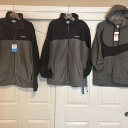 Men’s Columbia Fleece Jackets Nike Sweatshirt All Large All Brand New With Tags 