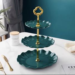 3-tier green gold Plastic Dessert Stand Pastry Stand Cake Stand Cupcake Stand