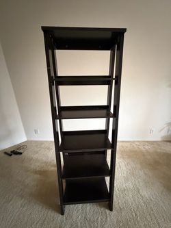 Tall Dark Brown Wood Bookshelf