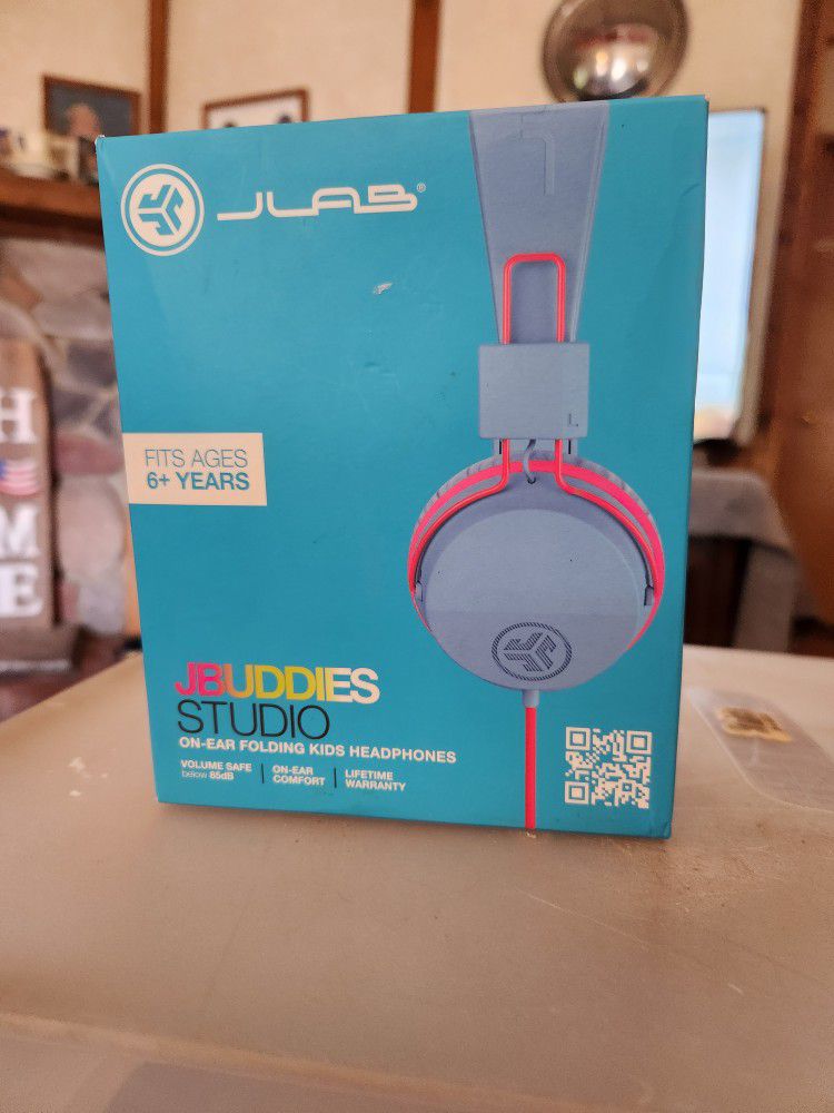  JBuddies Studio Wired Over Ear Folding Kids Headphones with Mic - Blue/Pink