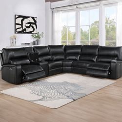 Brand New Super Plush Reclining Leather Sectional Sofa 