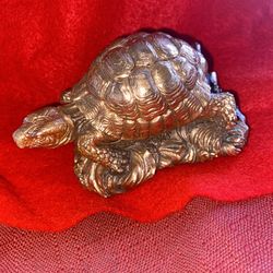 3.5 Inch x 2.5 Inch Copper Plated Alabaster Turtle Statue Imported From Greece (3 available)