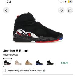 Jordan 8 Playoffs New 8.5